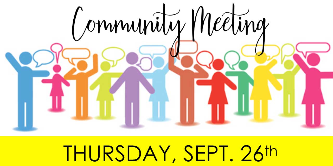 Community Meeting on homelessness, crime & drugs will be Thurs., Sept. 26