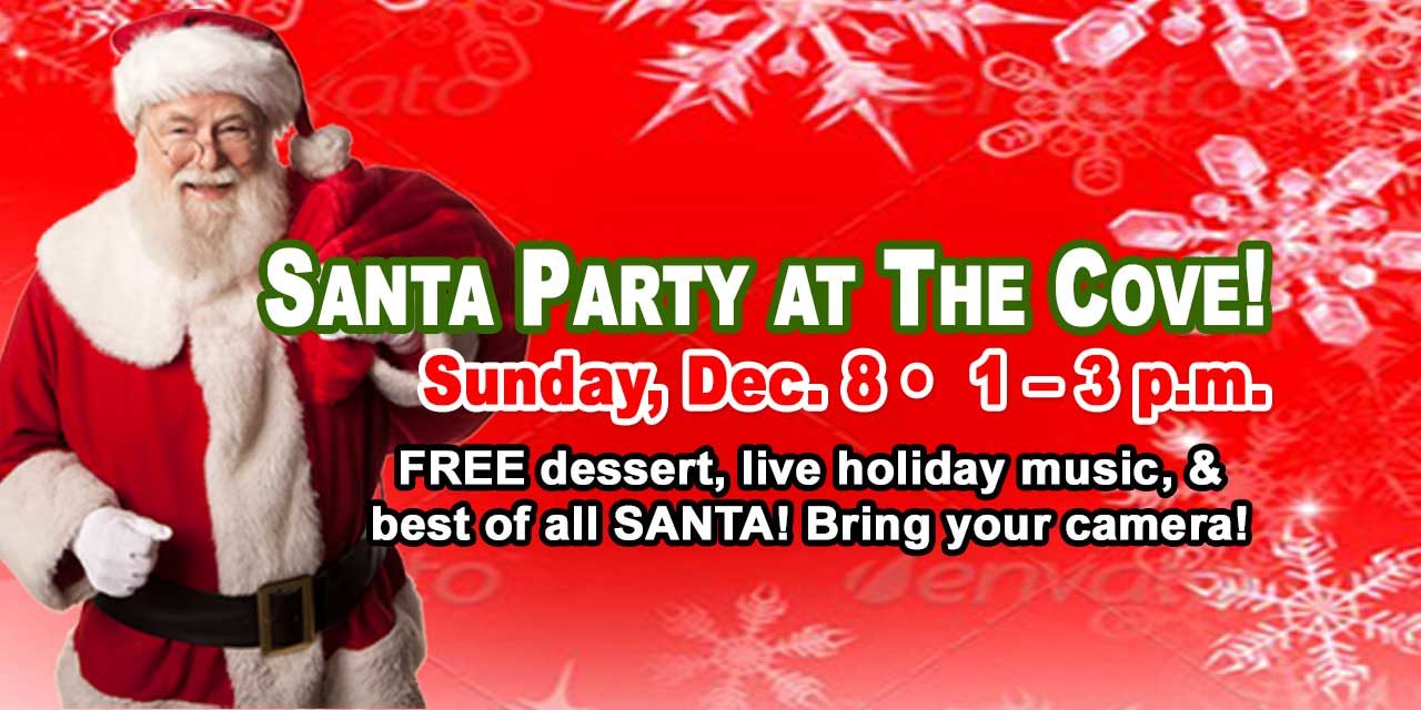 The annual, FREE Santa Party will be Sunday, Dec. 8 at Normandy Park Cove!