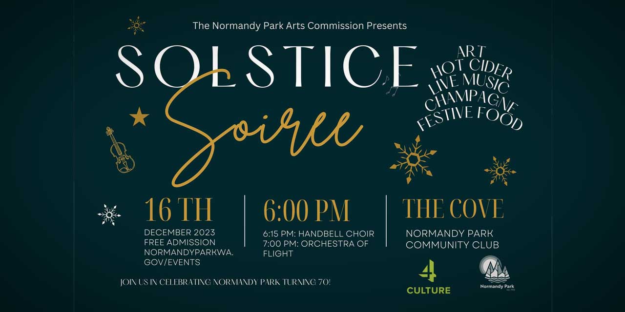 Normandy Park’s first-ever ‘Solstice Soiree’ will be Saturday, Dec. 16