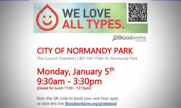 Blood Drive set for Monday, Jan. 5 at Normandy Park City Hall
