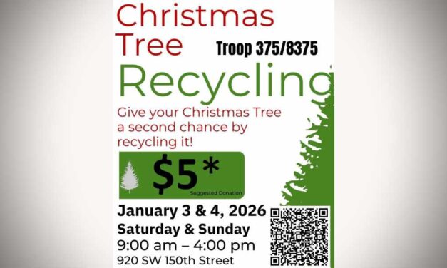 Scout Troop #375/8375’s Christmas tree recycling will be Jan. 3 & 4 to support youth programs